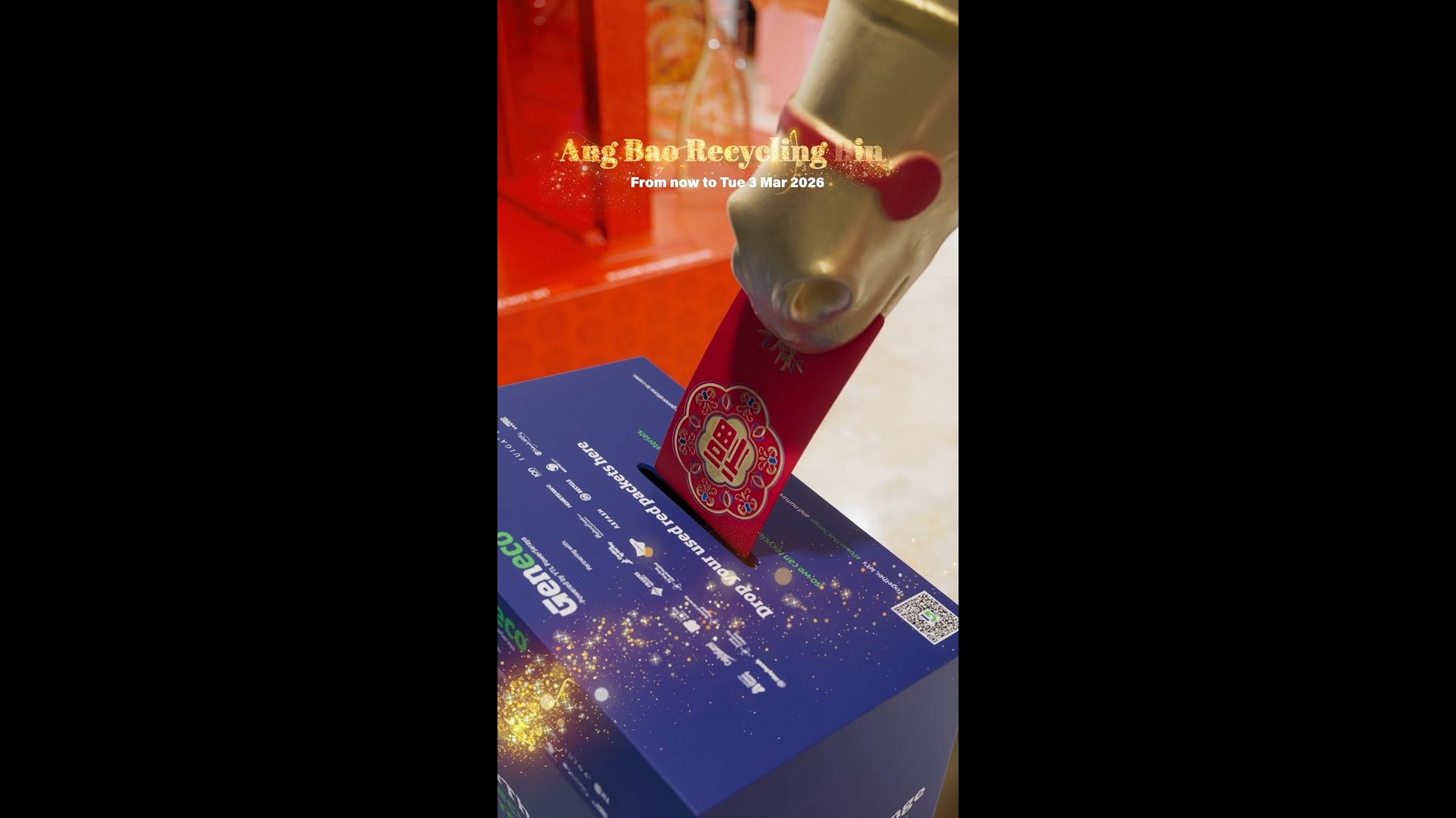 Close-up of the ang pao recycling campaign display